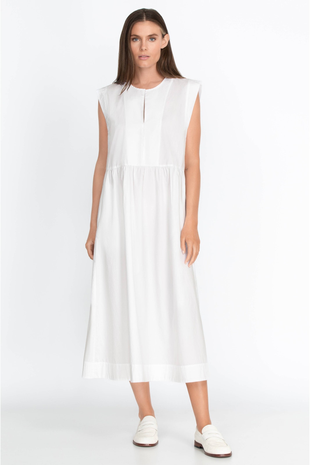 Johnny Was Calme Long Bib Midi Dress White Size Xl
